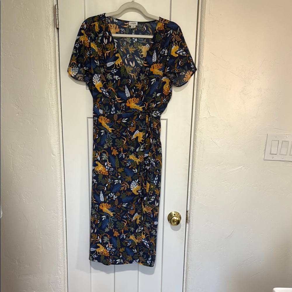 J. Crew Floral Midi Dress in Blue and Yellow